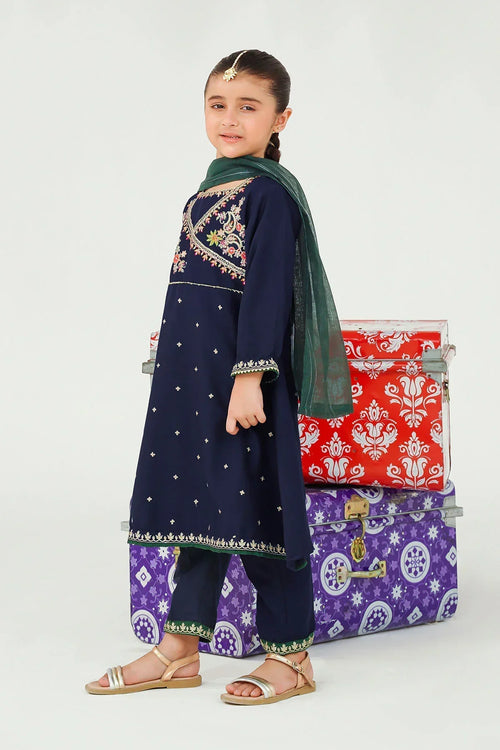 Best Raw Silk Embroidered 3 Pc Suit - Wear Ochre -