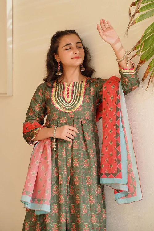 Best Herringbone Digital Printed 3 Pc Suit - Wear Ochre -