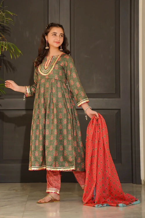 Best Herringbone Digital Printed 3 Pc Suit - Wear Ochre -