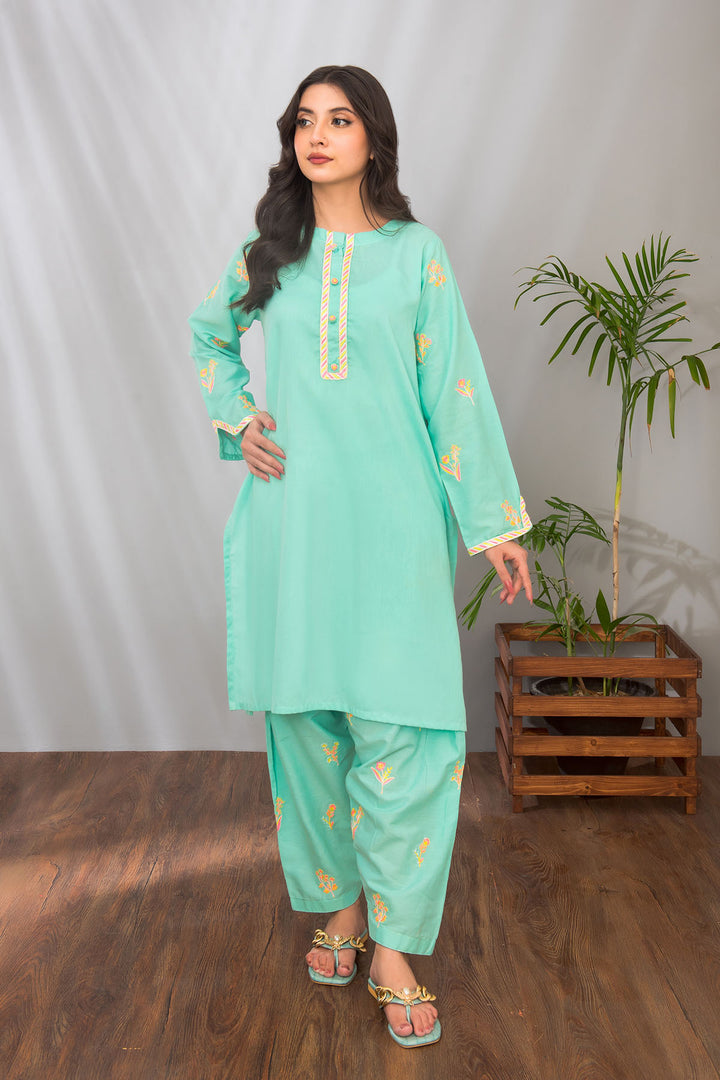 Cotton Embroidered 2 Pc Suit - Wear Ochre