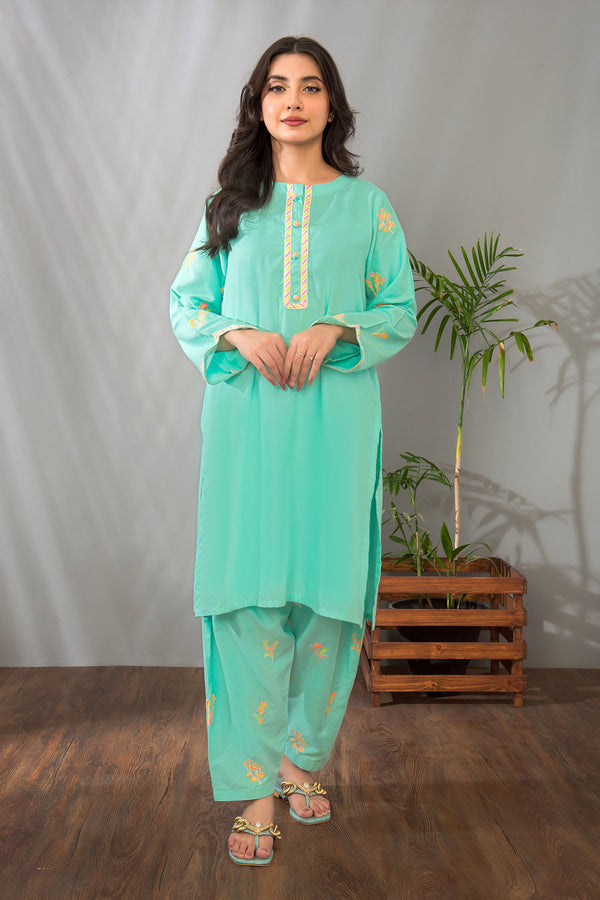 Cotton Embroidered 2 Pc Suit