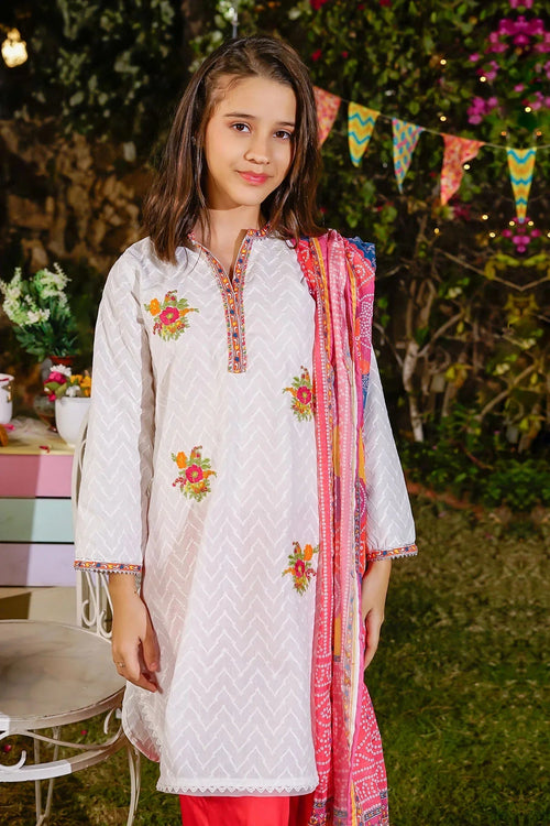 Best Chikankari Embroidered 3 Pc Suit - Wear Ochre -