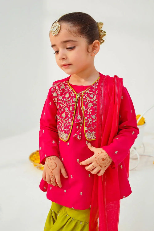 Best Raw Silk Embroidered 3 Pc Suit - Wear Ochre -