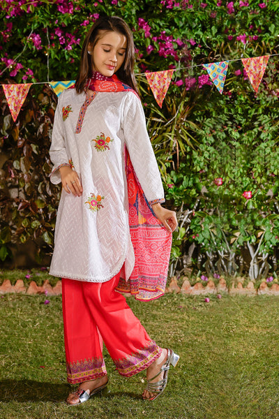 Chikankari Embroidered 3 Pc Suit
