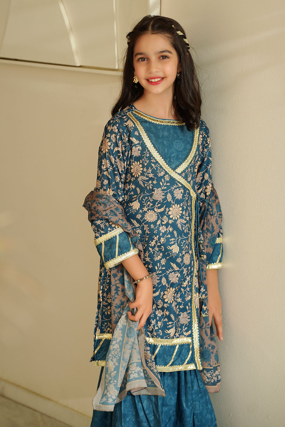 Herringbone Digital Printed 3 Pc Suit - Wear Ochre