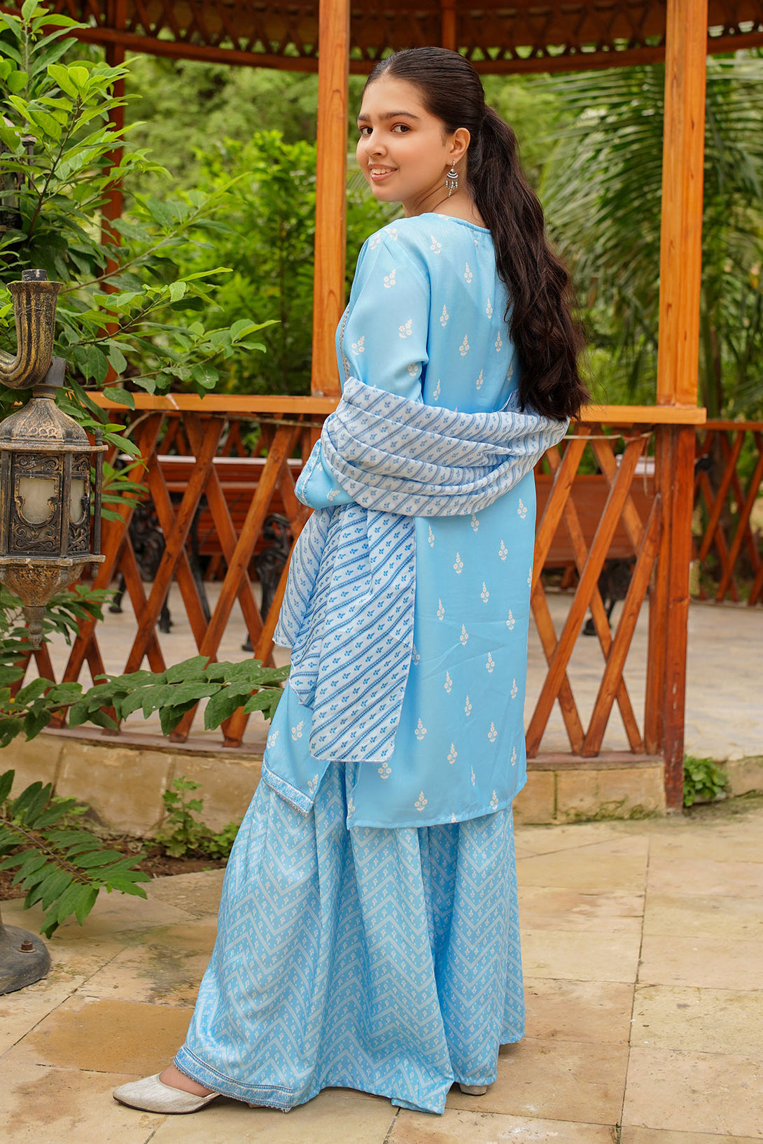 Herringbone Digital Printed 3 Pc Suit - Wear Ochre