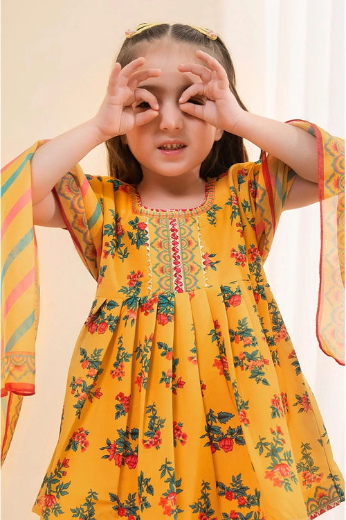 Best Poly Lawn Digital Printed 3 Pc Suit - Wear Ochre -