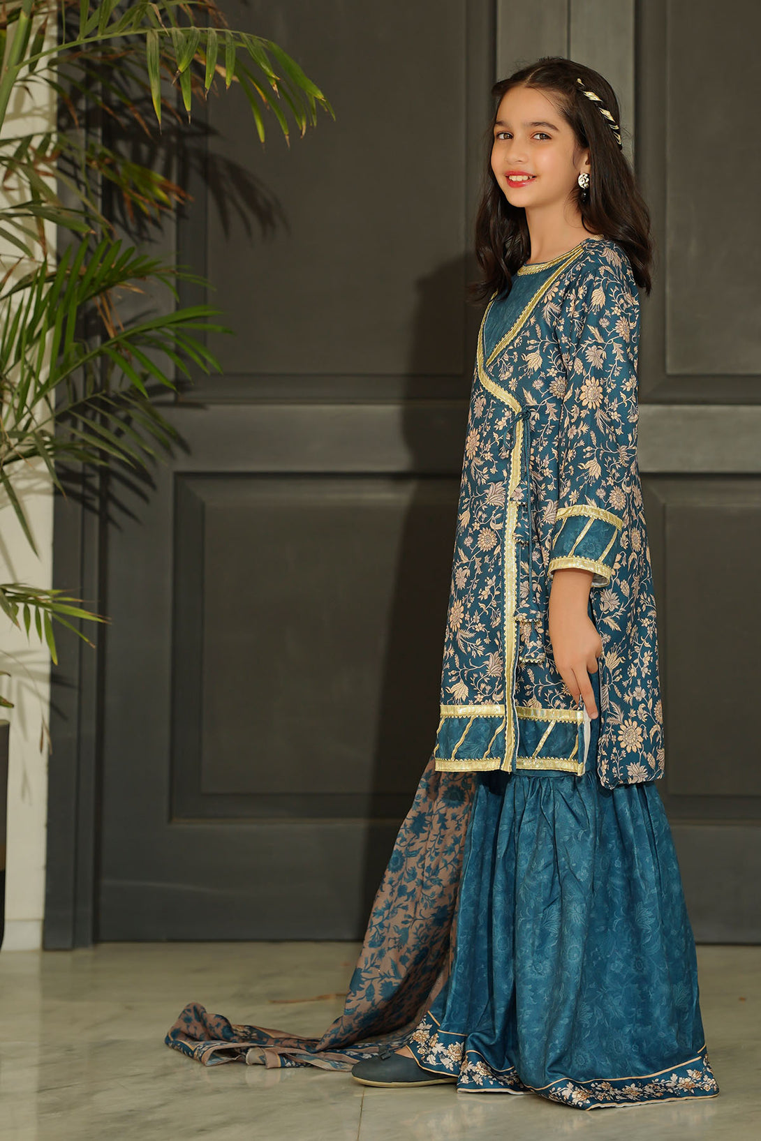 Herringbone Digital Printed 3 Pc Suit - Wear Ochre