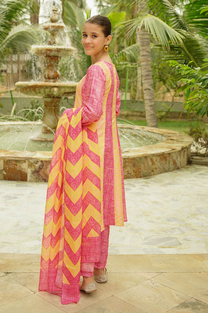 Herringbone Digital Printed 3 Pc Suit - Wear Ochre