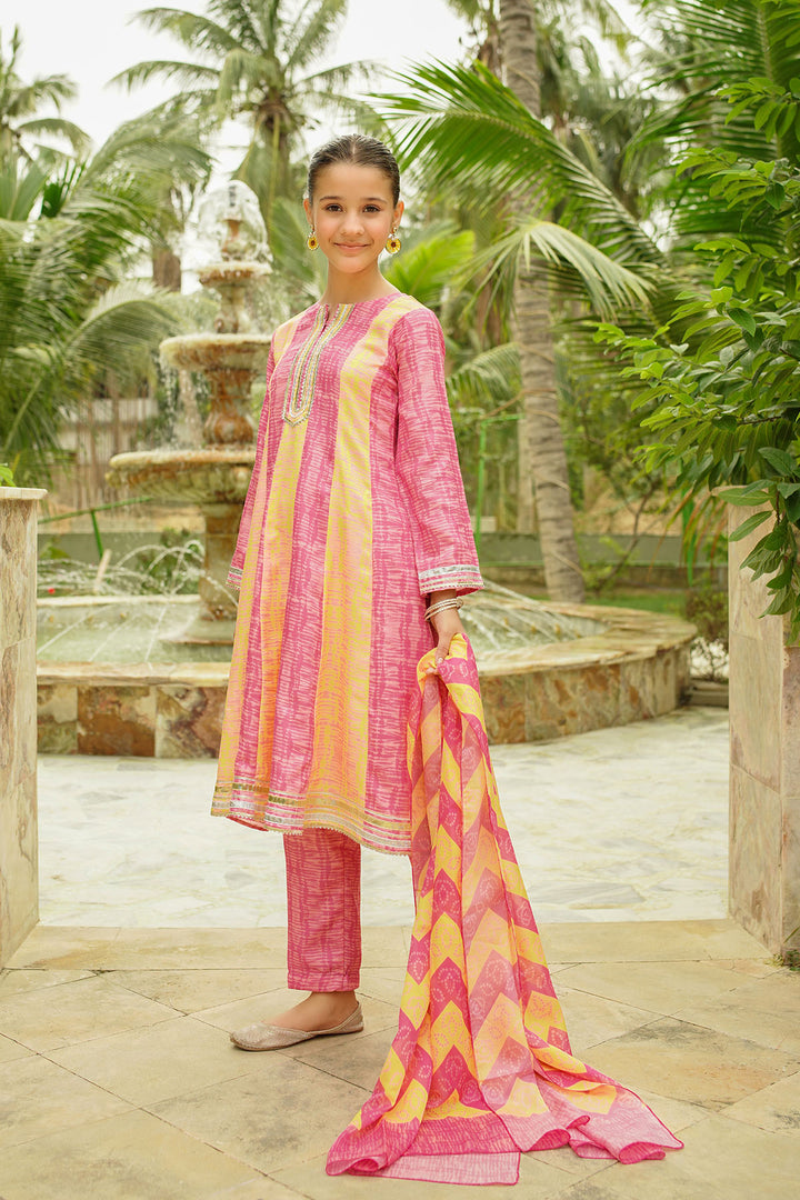 Herringbone Digital Printed 3 Pc Suit - Wear Ochre