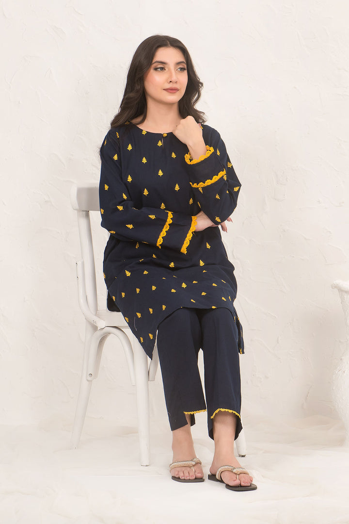 Cotton Embroidered 2 Pc Suit - Wear Ochre