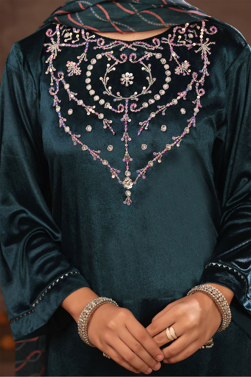Velvet Hand Adda Work 3 Pc Suit