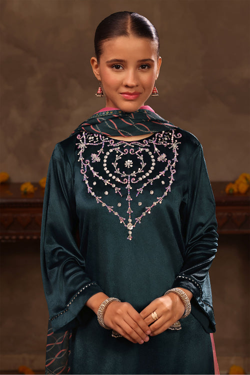 Velvet Hand Adda Work 3 Pc Suit