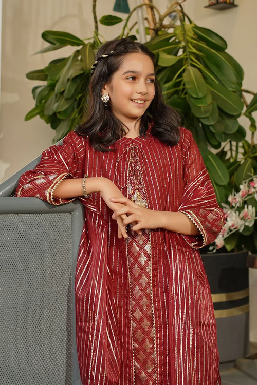 Best Zari Jacquard Hand Adda Work 3 Pc Suit - Wear Ochre -