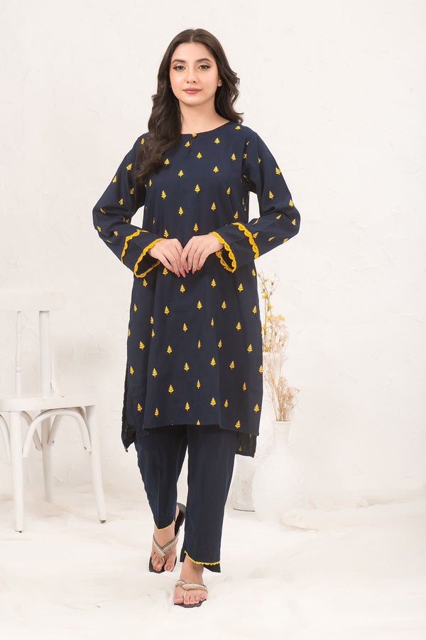 Cotton Embroidered 2 Pc Suit