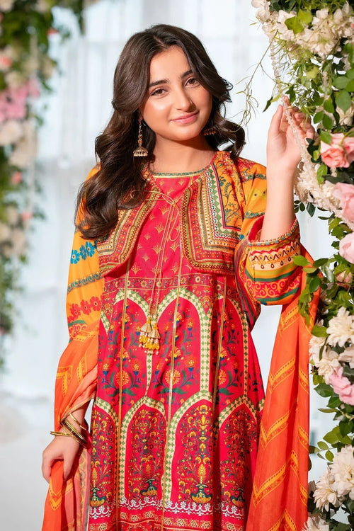 Best Herringbone Digital Printed 3 Pc Suit - Wear Ochre -