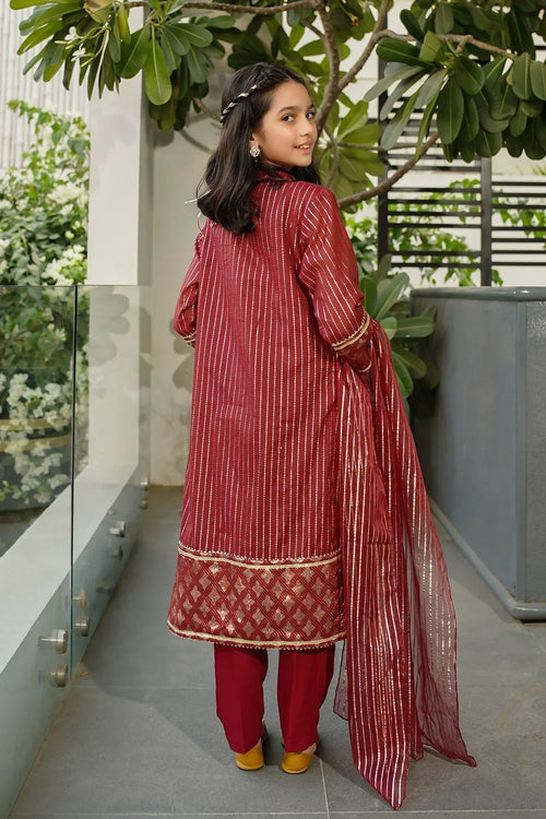 Best Zari Jacquard Hand Adda Work 3 Pc Suit - Wear Ochre -