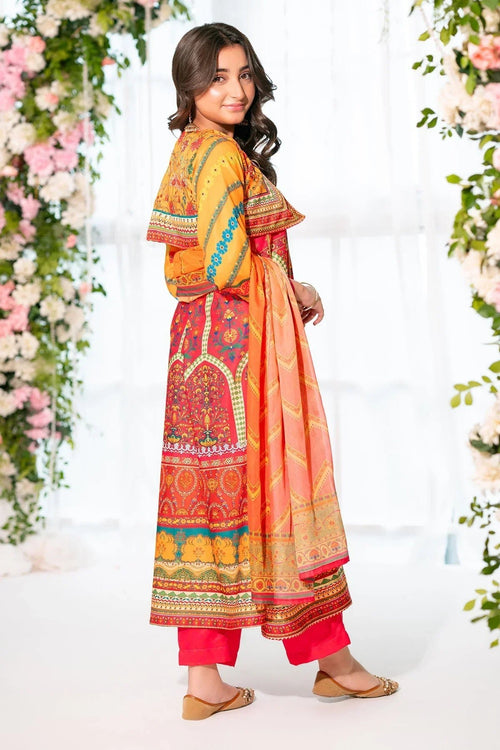 Best Herringbone Digital Printed 3 Pc Suit - Wear Ochre -