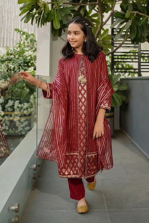 Best Zari Jacquard Hand Adda Work 3 Pc Suit - Wear Ochre -