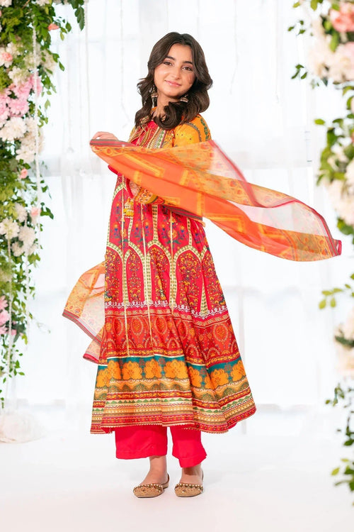 Best Herringbone Digital Printed 3 Pc Suit - Wear Ochre -
