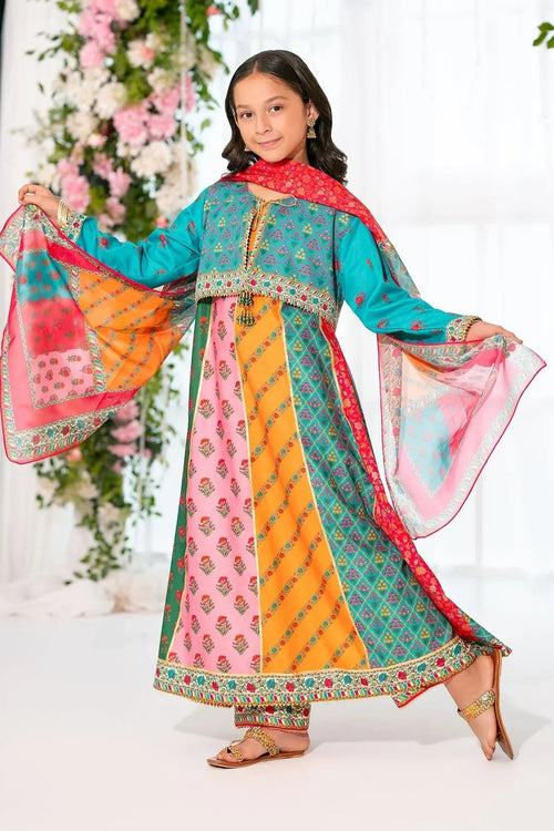 Best Herringbone Digital Printed 3 Pc Suit - Wear Ochre -