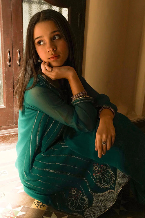 Best Chiffon Embroidered 3 Pc Suit - Wear Ochre -