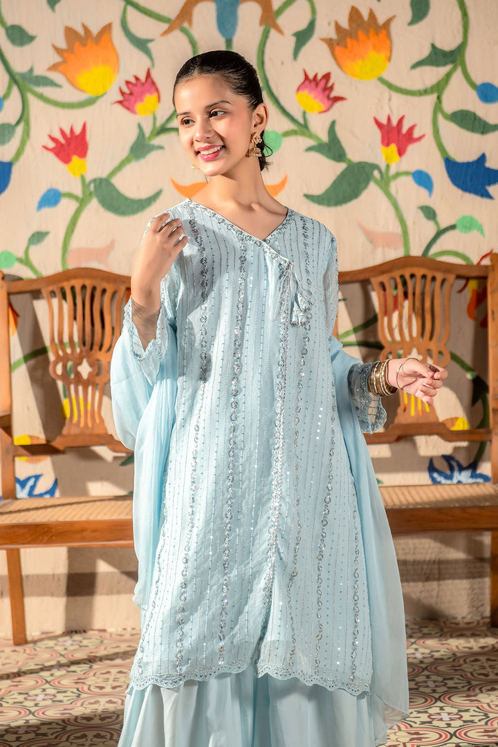 Chiffon Embroidered 3 Pc Suit - Wear Ochre