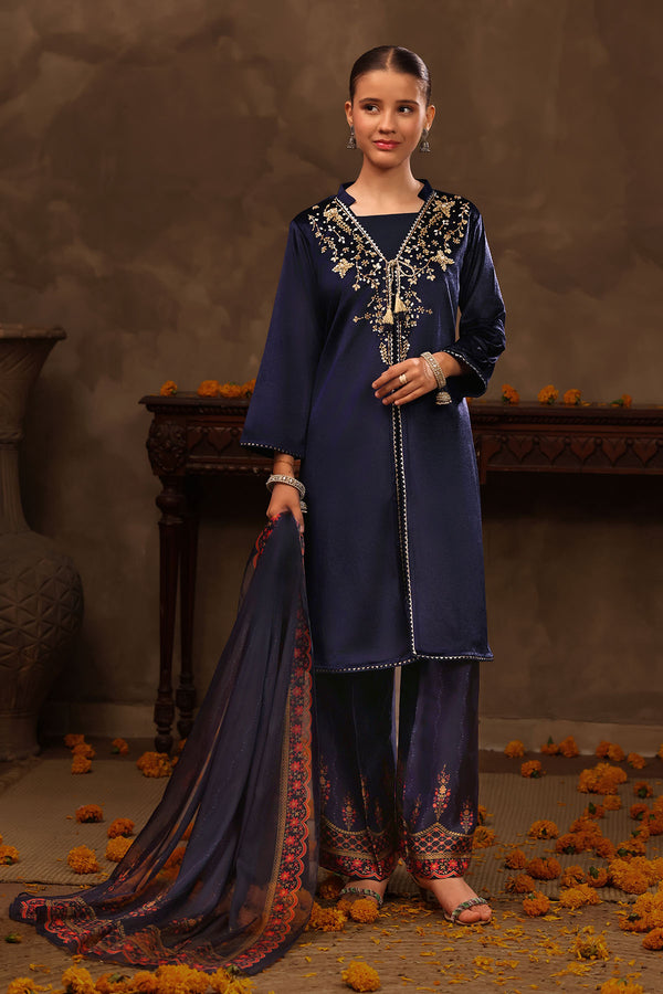 Velvet Hand Adda Work 3 Pc Suit