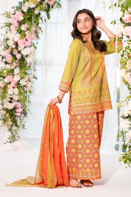 Best Herringbone Digital Printed 3 Pc Suit - Wear Ochre -