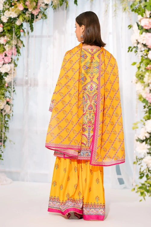 Best Herringbone Digital Printed 3 Pc Suit - Wear Ochre -
