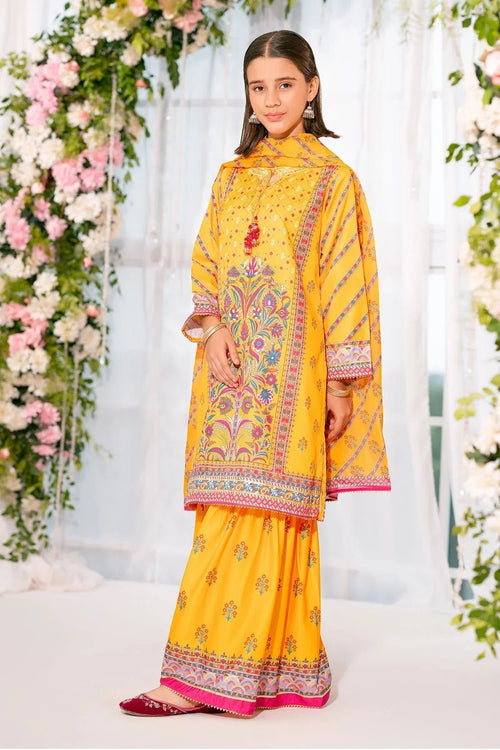 Best Herringbone Digital Printed 3 Pc Suit - Wear Ochre -