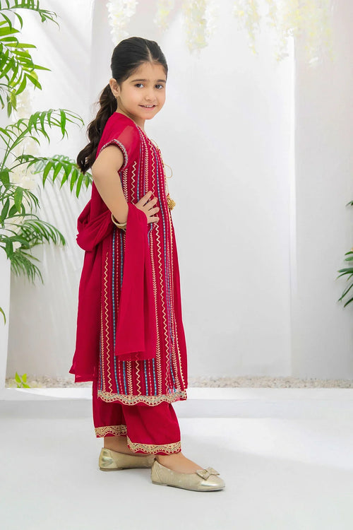 Best Chiffon Embroidered 3 Pc Suit - Wear Ochre -