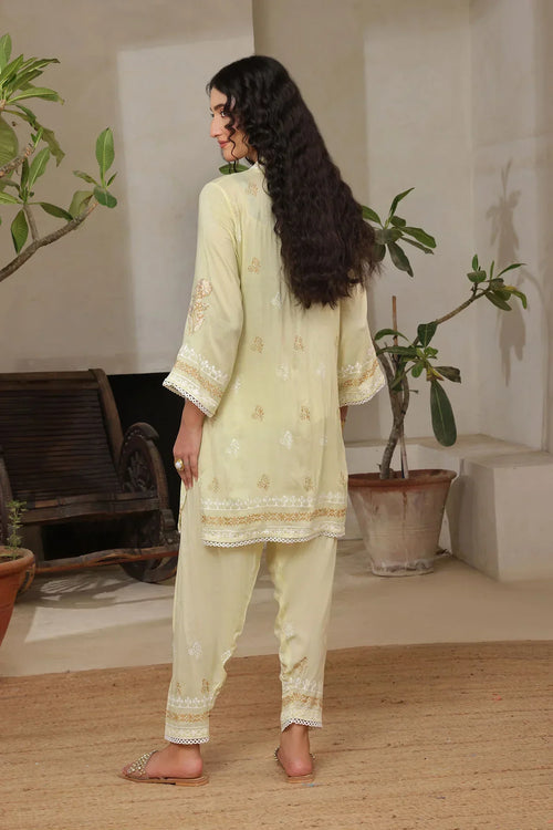 Best Women's Rod Silk Block Printed Women's 2 Pc Suit - Wear Ochre -