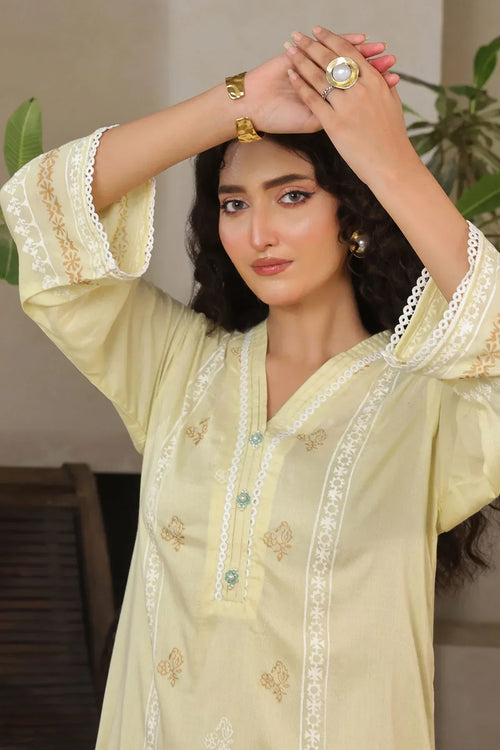 Best Women's Rod Silk Block Printed Women's 2 Pc Suit - Wear Ochre -