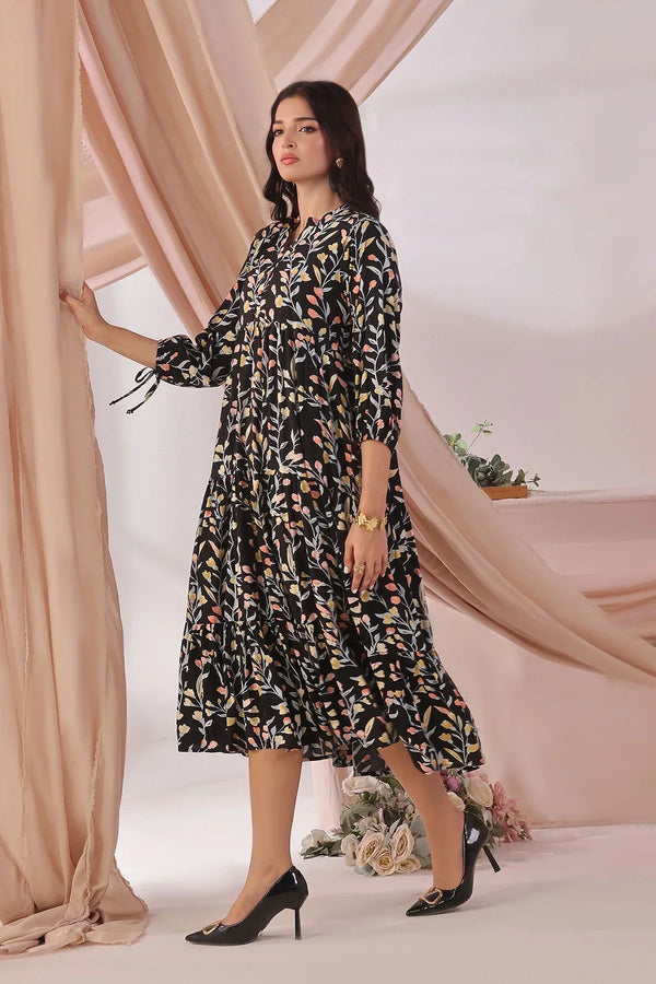 Best Women's Boski Linen Printed Dress - Wear Ochre -