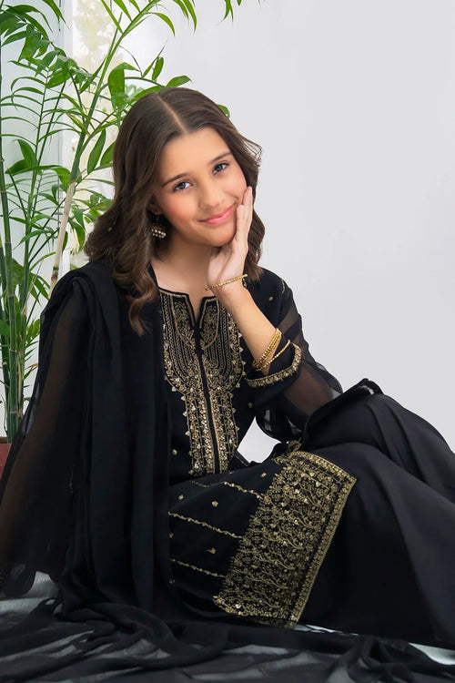 Best Chiffon Embroidered 3 Pc Suit - Wear Ochre -