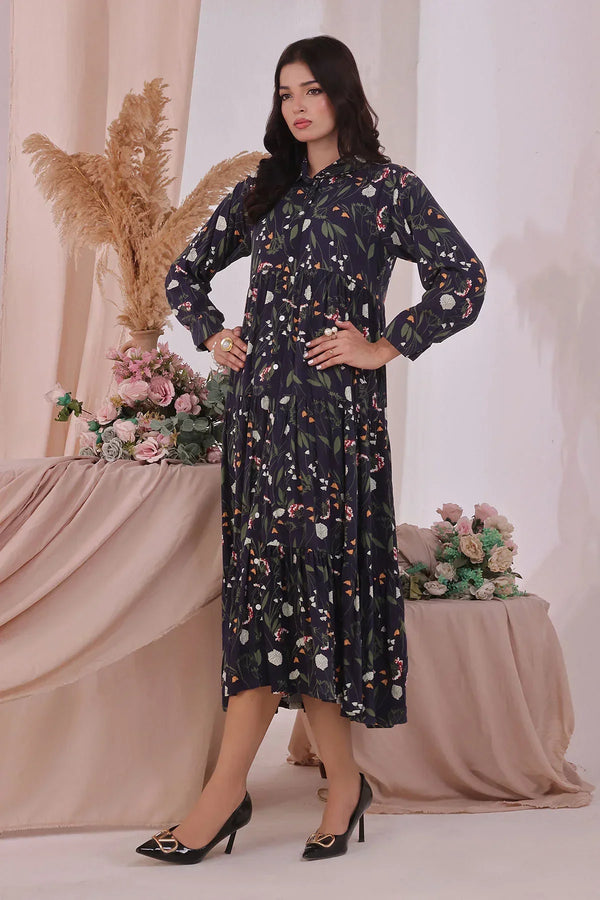 Best Women's Boski Linen Printed Dress - Wear Ochre -