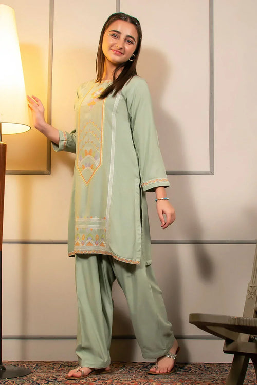 Best Cotton Embroidered 2 Pc Suit - Wear Ochre -