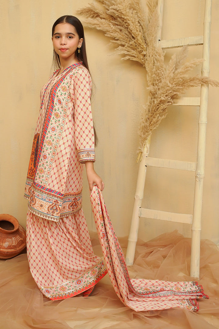 Swiss Lawn Digital Printed 3 Pc Suit - Wear Ochre