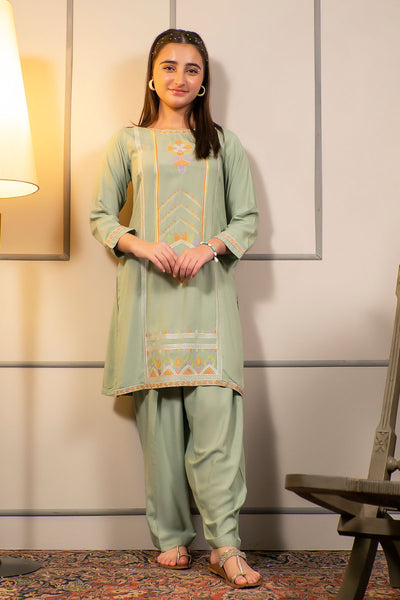 Cotton Embroidered 2 Pc Suit