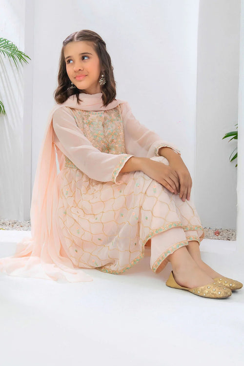 Best Chiffon Embroidered 3 Pc Suit - Wear Ochre -
