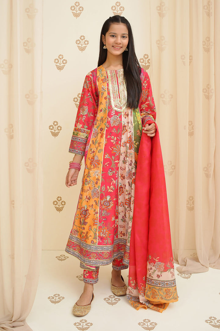 Swiss Lawn Digital Printed 3 Pc Suit - Wear Ochre