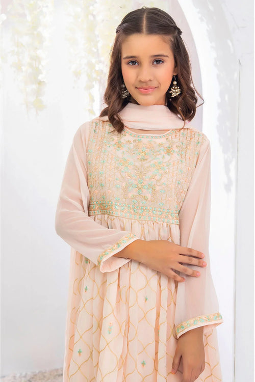 Best Chiffon Embroidered 3 Pc Suit - Wear Ochre -
