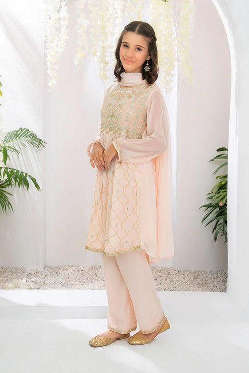 Best Chiffon Embroidered 3 Pc Suit - Wear Ochre -