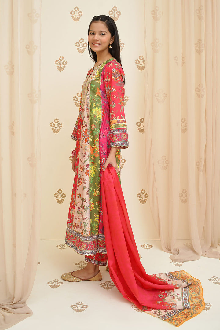 Swiss Lawn Digital Printed 3 Pc Suit - Wear Ochre