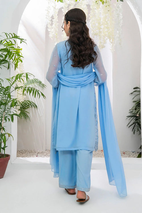 Best Chiffon Embroidered 3 Pc Suit - Wear Ochre -