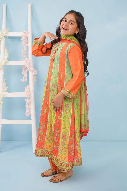 Best Poly Lawn Digital Printed 3 Pc Suit - Wear Ochre -