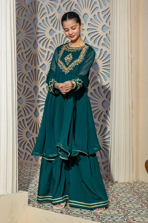 Best Chiffon Hand Adda Work 3 Pc Suit - Wear Ochre -