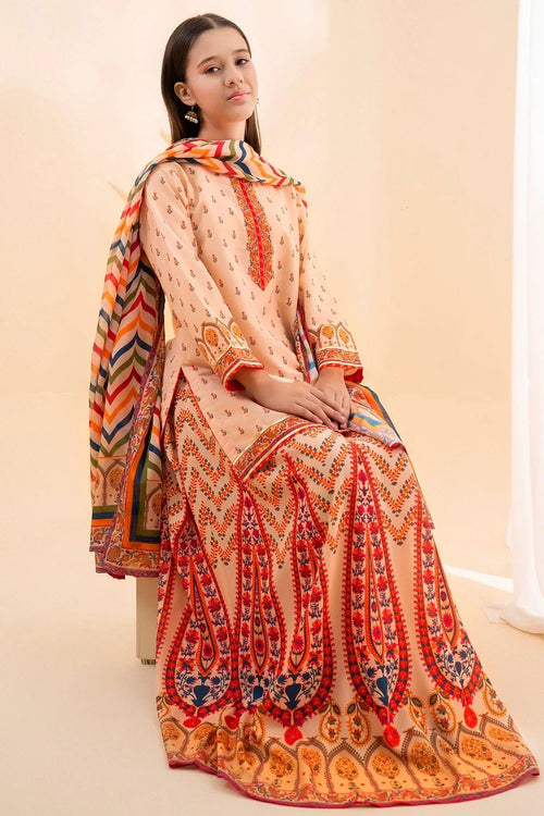 Best Poly Lawn Digital Printed 3 Pc Suit - Wear Ochre -