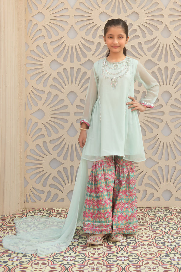 Chiffon Hand Adda Work 3 Pc Suit